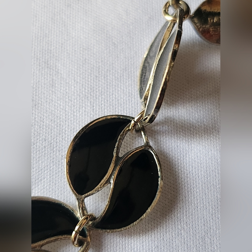Vintage DA Norway Gold Leaf Sterling Silver Bracelet - Picture 3 of 6